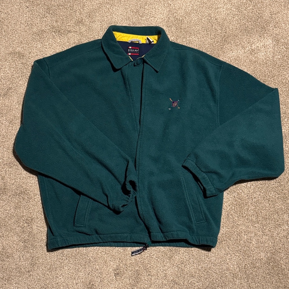 Vintage Bugle Boy Classic Green Jacket with Yellow Trim